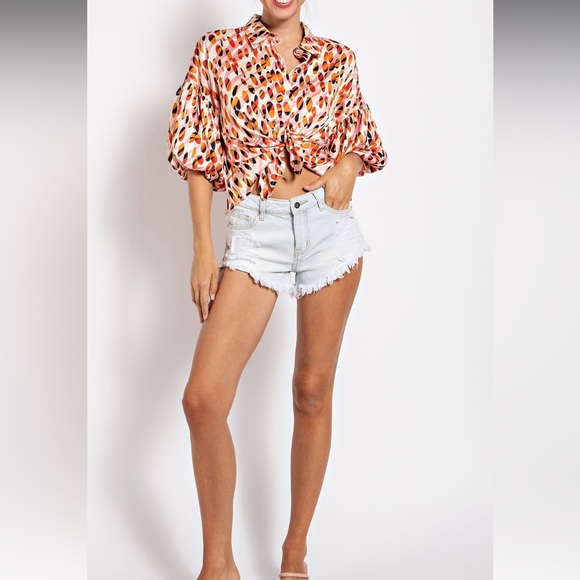 33 FABULOUS BOHO SATIN BUBBLE SLEEVE SHIRT - Picture 4 of 4